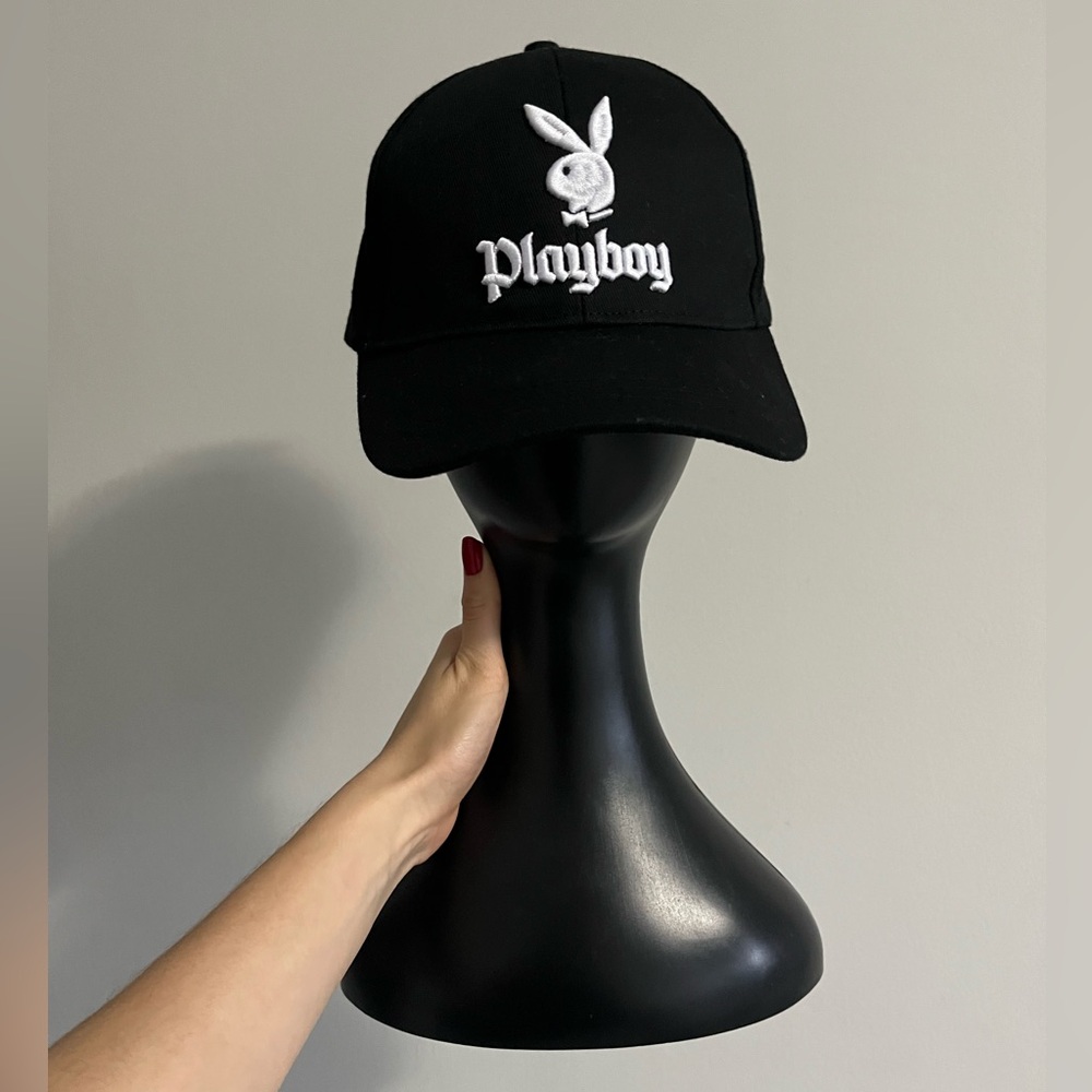 Playboy 100% cotton black cap with white logo NWT adjustable